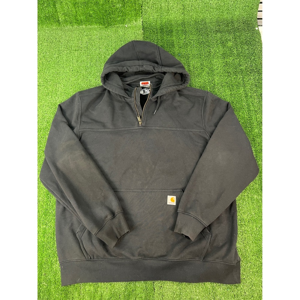 Carhartt Rain Defender Quarter Zip Hoodie Mens 2XL Tall Black Sweatshirt